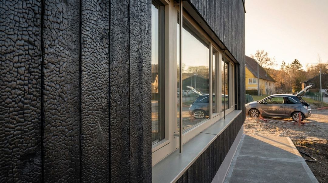 Ärztehaus mit verkohlter Holzoptik – Ansicht 2