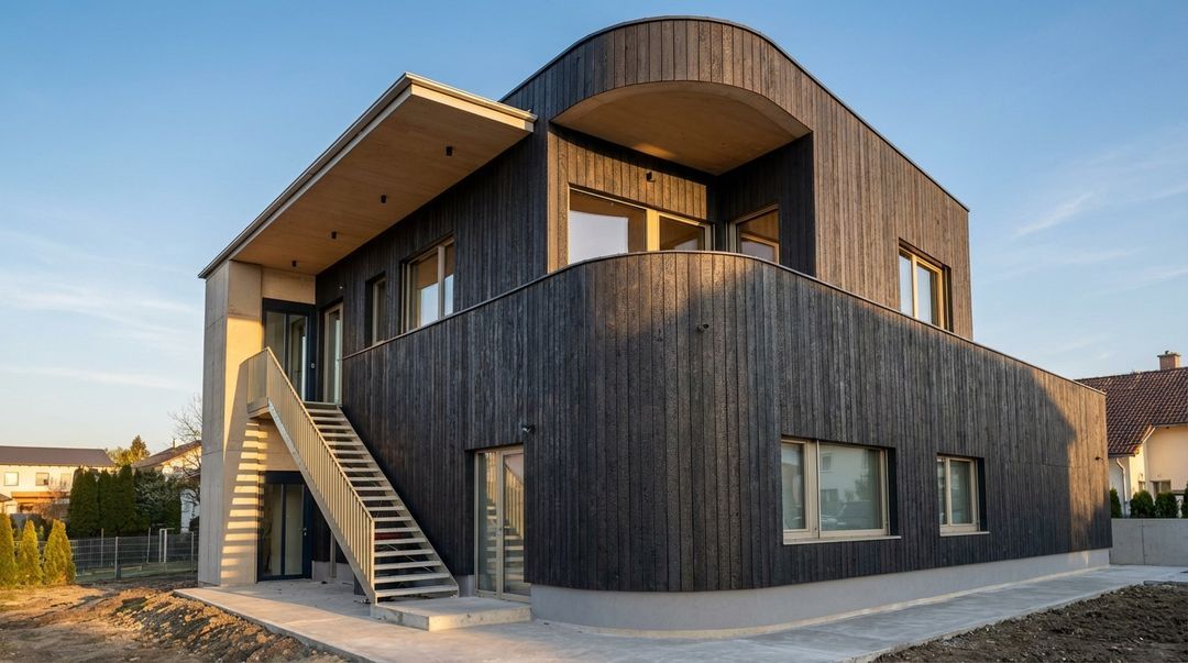 Ärztehaus mit verkohlter Holzoptik – Ansicht 3