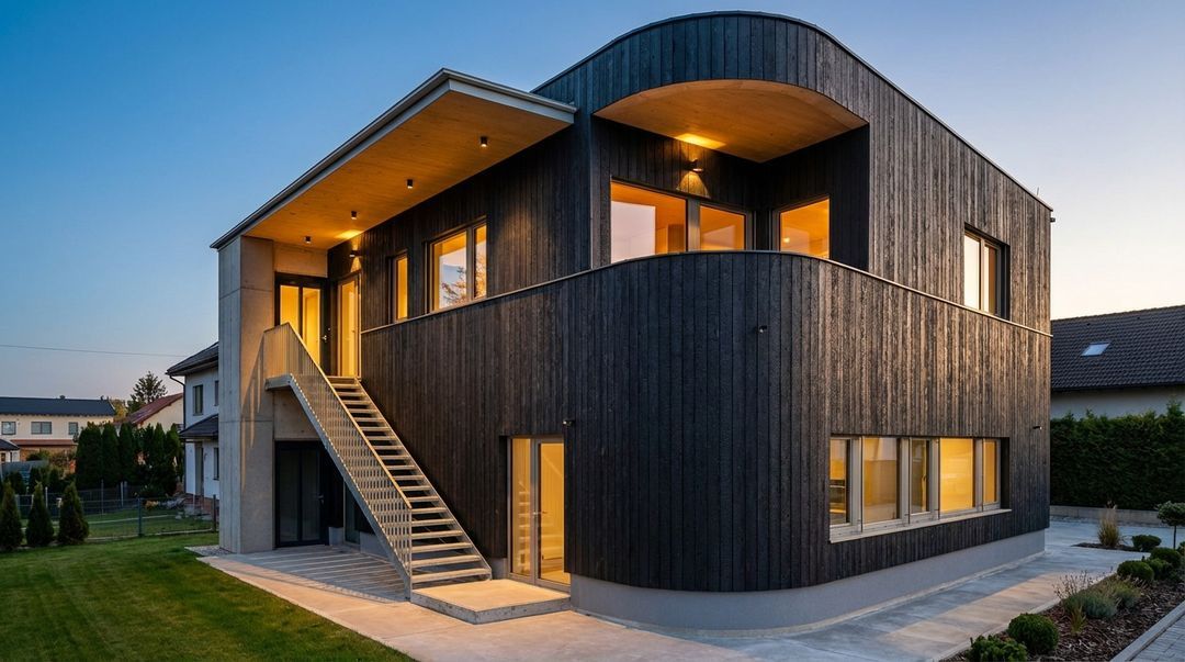 Ärztehaus mit verkohlter Holzoptik